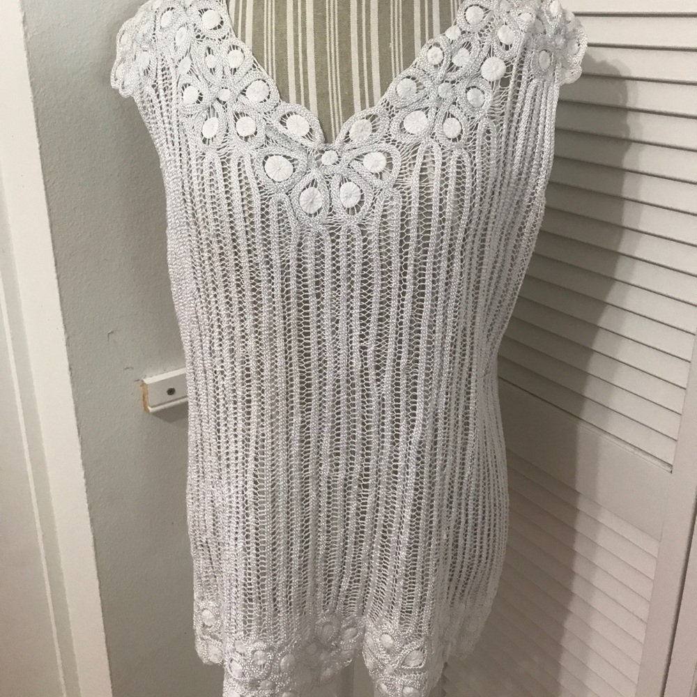 White Crochet Sleeveless Top